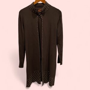 Beautiful Y2K brown sleeveless shell duster rhinestone 2pc sweater set